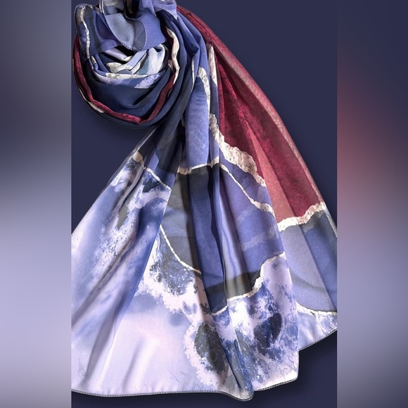 Brand new Soft Crepe Shawl in Royal Blue Marble✨ - Picture 3 of 5